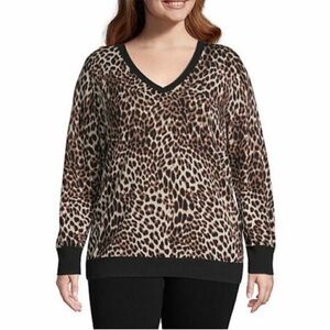 Boho Worthington Nyla Animal Print Sweater. 2X. NWT.